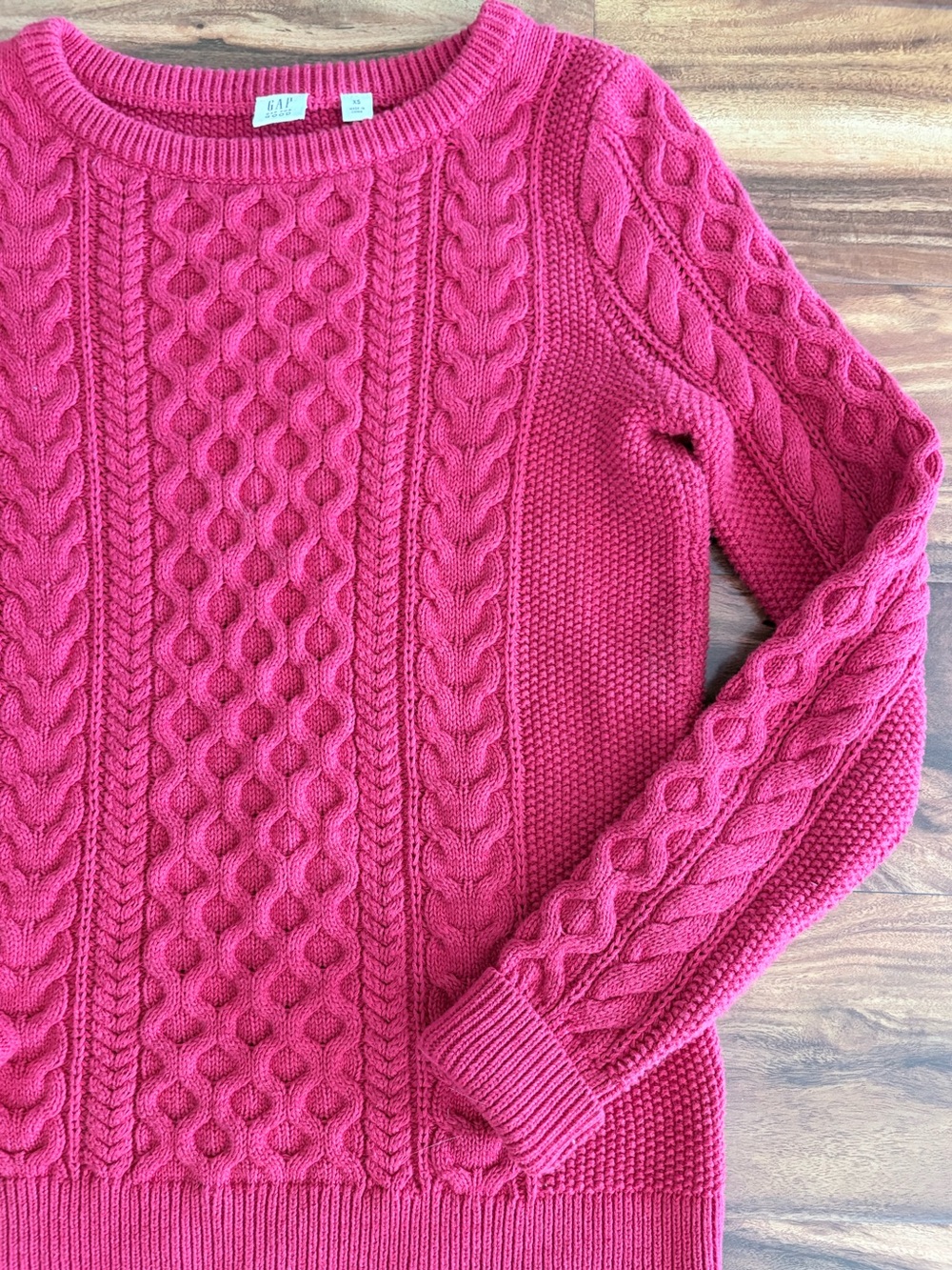 Gap For Good Women’s 100% Cotton Red Cableknit Pullover Crewneck Sweater Size XS